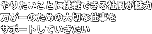 やりたいことに挑戦できる社風が魅力 万が一のための大切な仕事をサポートしていきたい